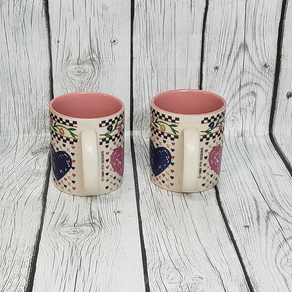 2 Vintage 1986 YFK Designs Hearts Delight Collection Mugs - Picture 4 of 9